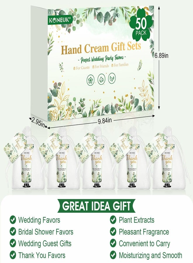 KONEUK 50 Pack Bulk Hand Cream Gifts Sets, Wedding Party Favors, Bridal Shower Gifts and Baby Shower Party Favors for Guests with Organza Bag and Thank You Card, Bulk Thank You Gifts for Women(Eucalyptus) - Image 4